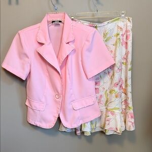 Tabloid Pink Blazer Skirt Set- Soft Bubblegum Pink